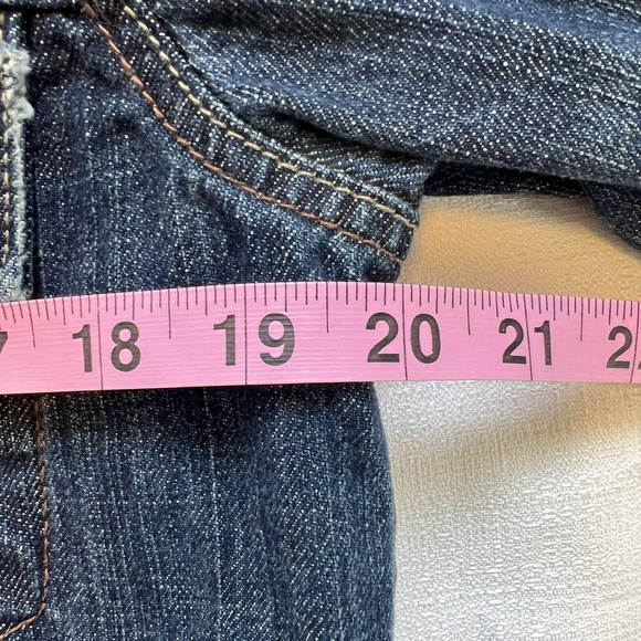 Levis Denim Jean Trucker Jacket Mens Size L Blue Slim Fit Button Front Distress - Picture 4 of 5